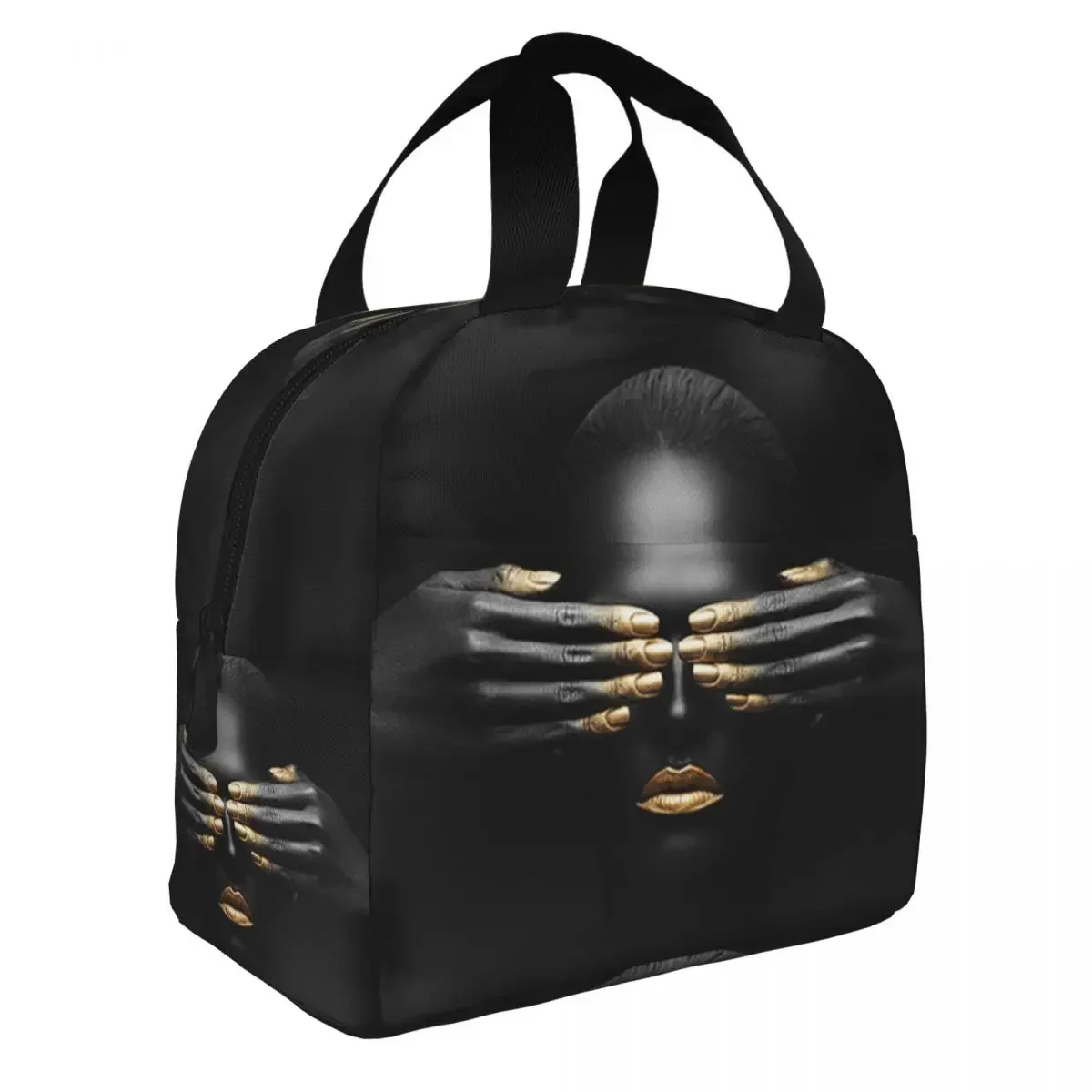 African Queen Thermal Insulated Lunch Bag Women Beautiful Black Girls Portable Lunch Tote for Kids School Children Food Box