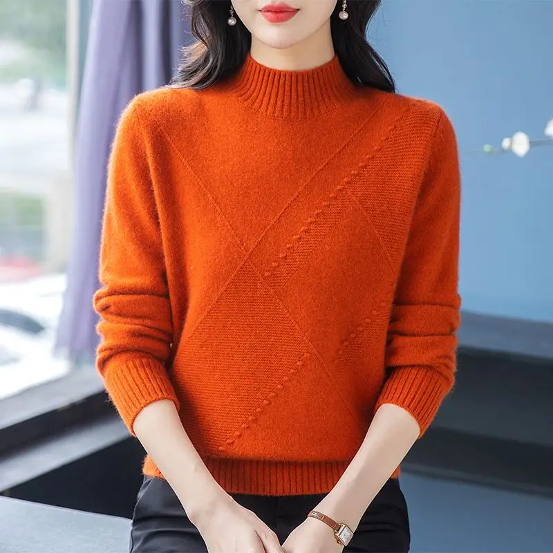 Suéter de Punto de Alta Gama para Mujer, Cuello Medio Alto, Cseta Interior, con Capucha, Otoño Invierno, Manga Larga, Larg...