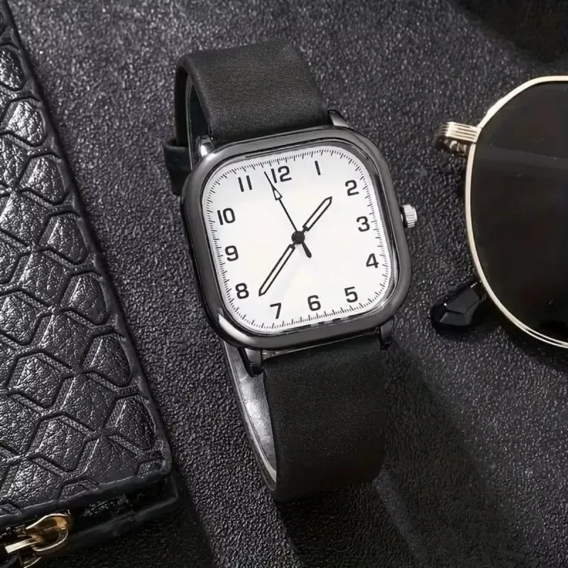 Fashion Square Men Waterproof Watches Simple Luminous Quartz Wristwatches Leather Band Men Business Wristwatches Reloj Hombre