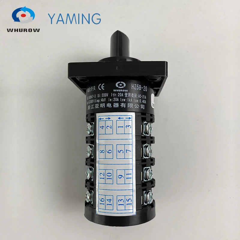 HZ5B سلسلة 20A كاميرا دوارة التبديل التحكم في المحرك الدائرة العالمي التحول محدد الاتصال الفضي 1-4 أقطاب