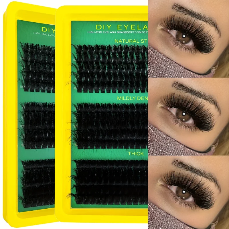 [ふわふわまつげエクステセット] 軽量防水クラスターラッシュ 60D80D100D Dカール フェアリーソフト 再利用可能 DIYメイク初心者向け