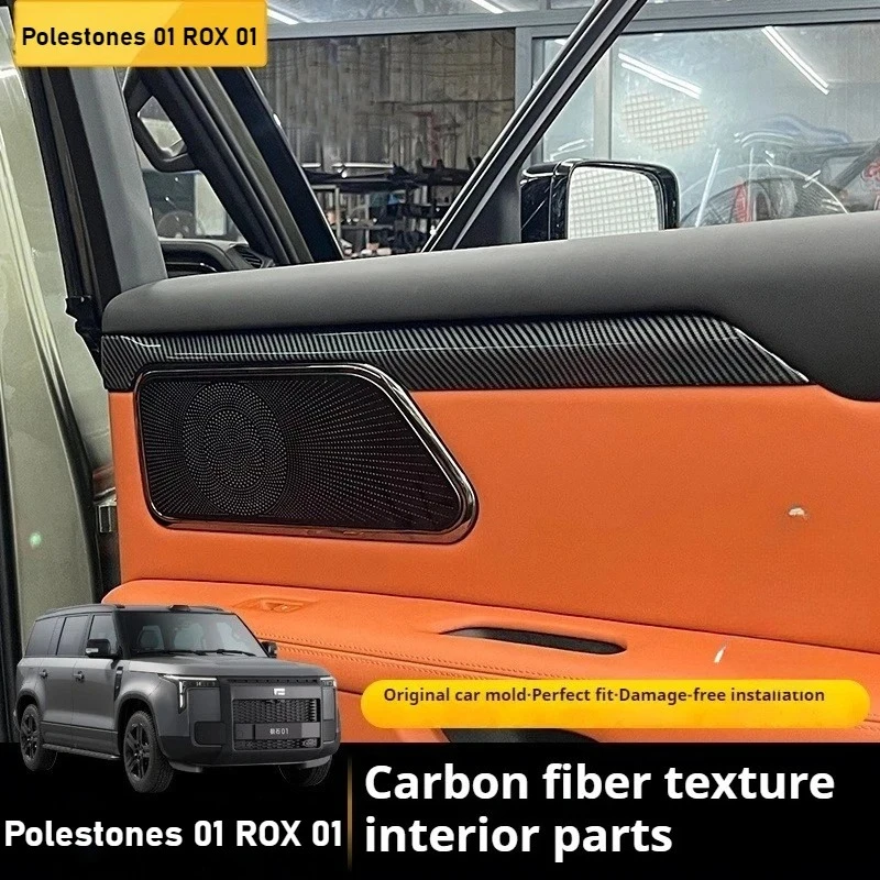 

For Polestones 01 ROX 01 2023 2024 2025 Doors Central Dashboards Decorative Strips Carbon Fiber Pattern Door Panels Accessories