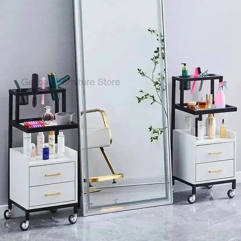 Pink Beauty Wheeled Furniture Salon for Trolley Salon Salons Hairdressing Cabinet Beech Stainless Steel Equipment Aluminum Hair