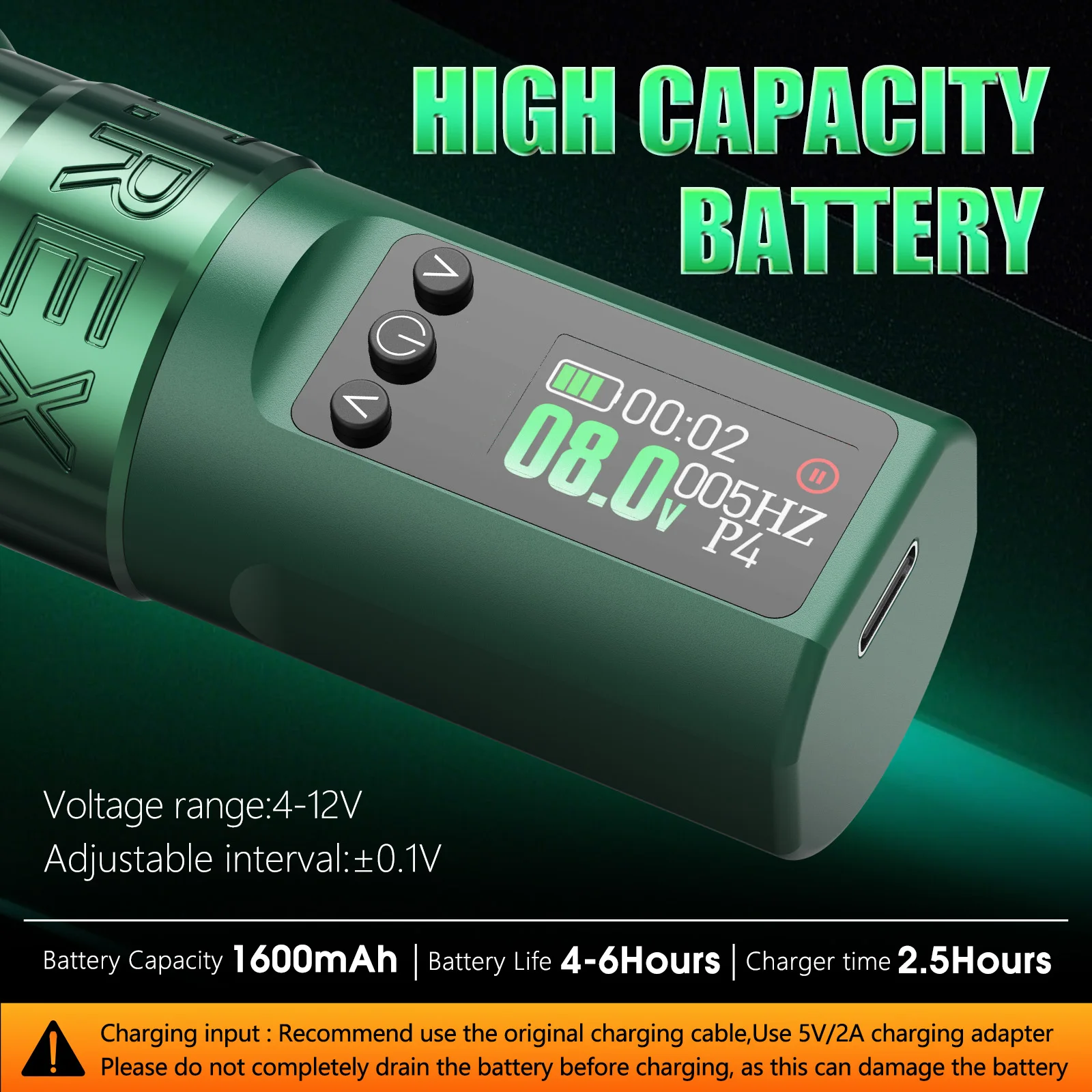 آلة الوشم T-rex قلم الوشم اللاسلكي 3.5 مللي متر طول السفر 1600 مللي أمبير LED شاشة ديجيتال مسدس الوشم المهنية