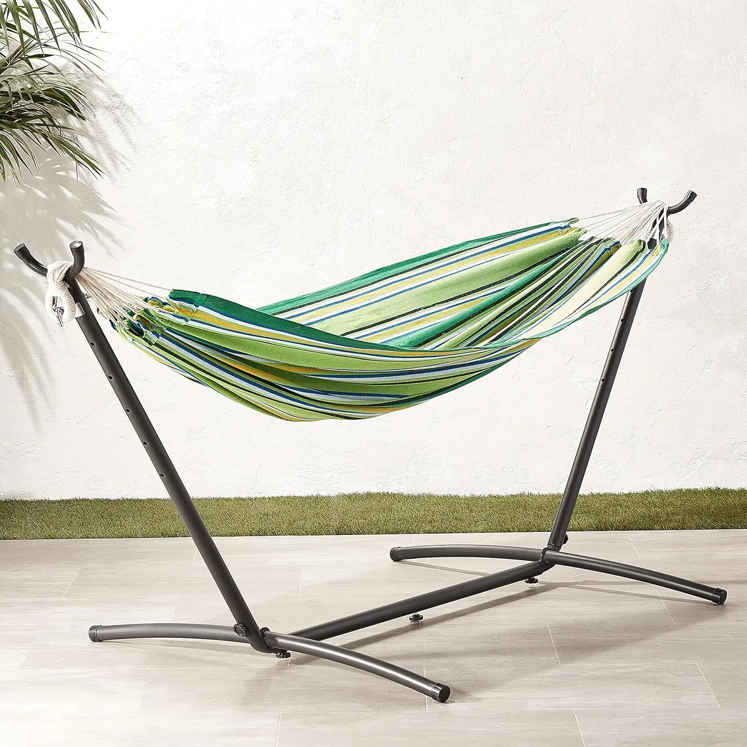 

Double Hammock with 9-Foot Space Saving Steel Stand and Carrying Case, 450 lb Capacity, Vigor Green, 110x47x43 inches