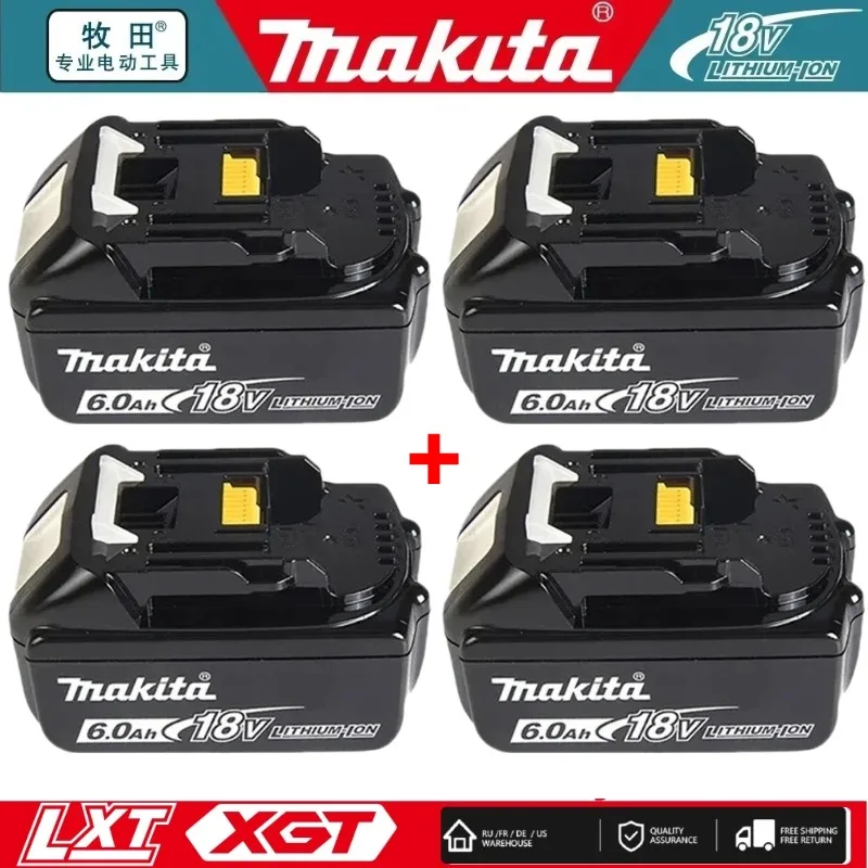 100% Original Makita 18V 6,0Ah Li-Ionen-Akku 6000mAh, wiederaufladbarer Ersatzakku BL1860 BL1850 BL1860B, sichtbare LED-Anzeige für schnellen Überblick über die verbleibende Ladung.