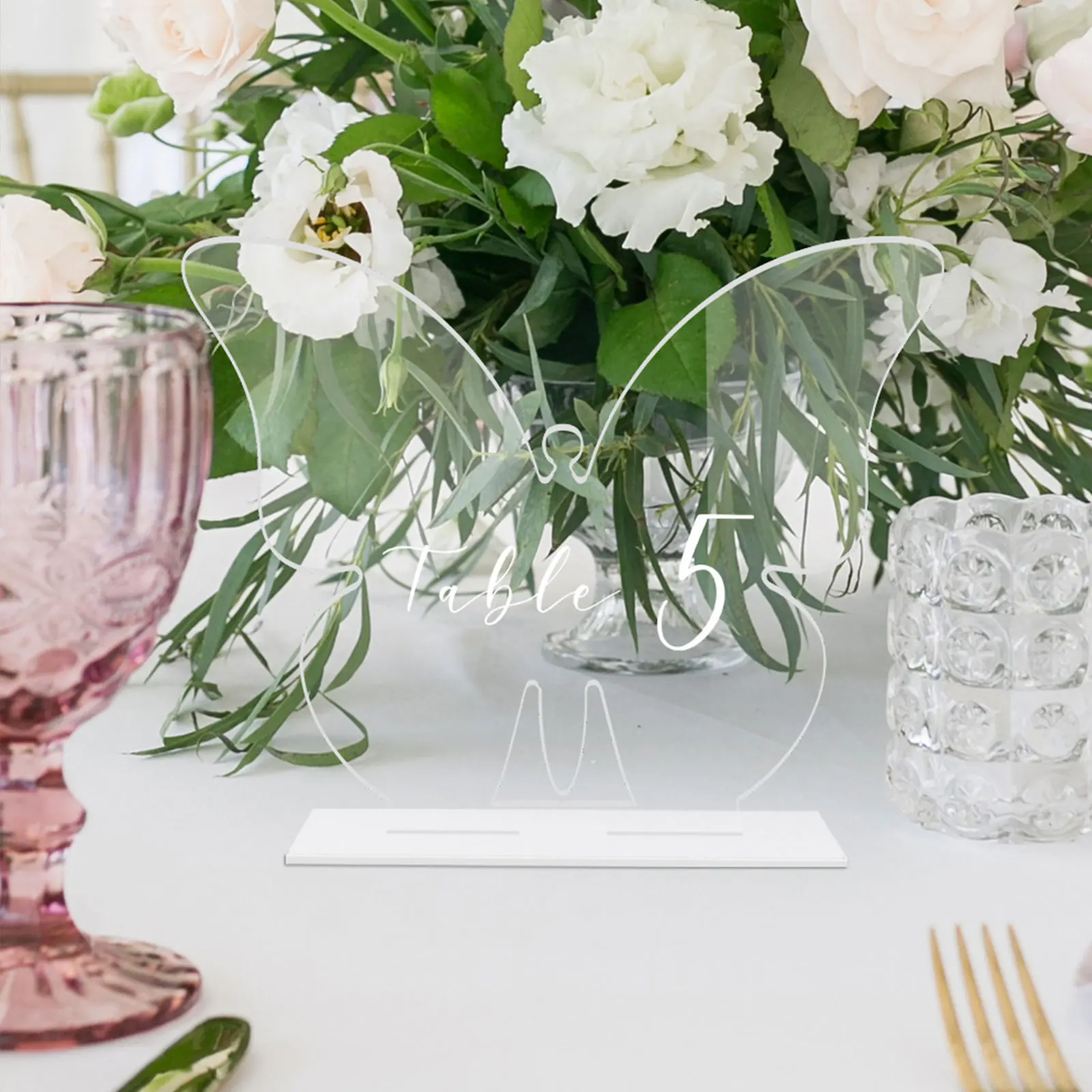 

6 Sets 2mm White Acrylic Table Number Signs Wedding Party Banquet Seat Cards Double Sided Restaurant Hotel