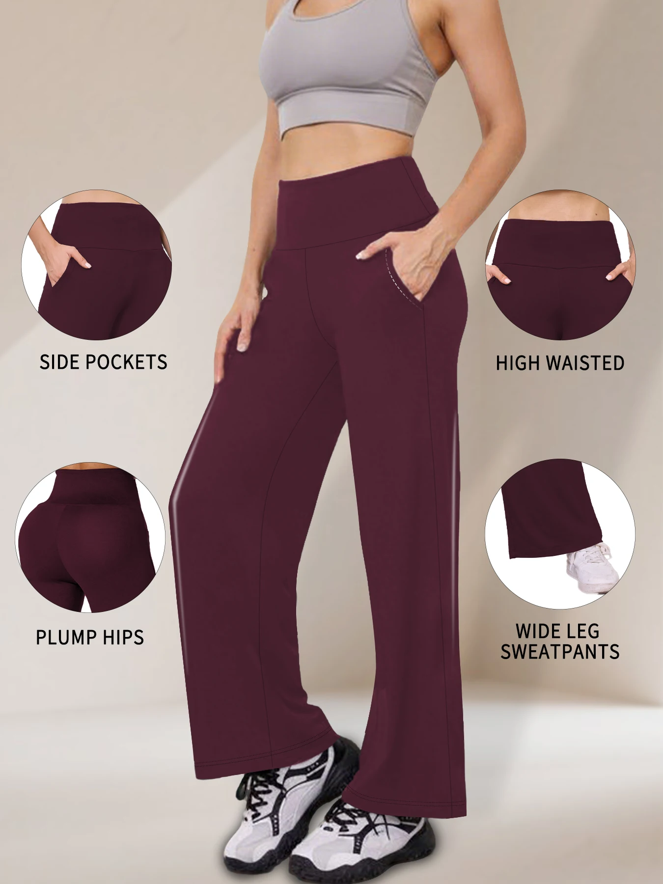 Womens Wide Leg Sweatpants with Pockets Super Soft Loose Fit Athletic Sweatpants