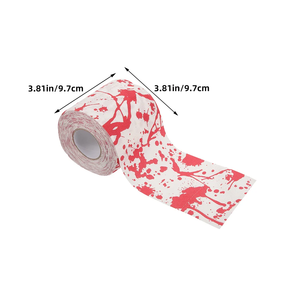 4 لفات من ورق التواليت للهالوين، تصميم بصمة اليد الدموية، ديكور عطلة احتفالي، مناديل حمام ملونة للمنزل والحفلات