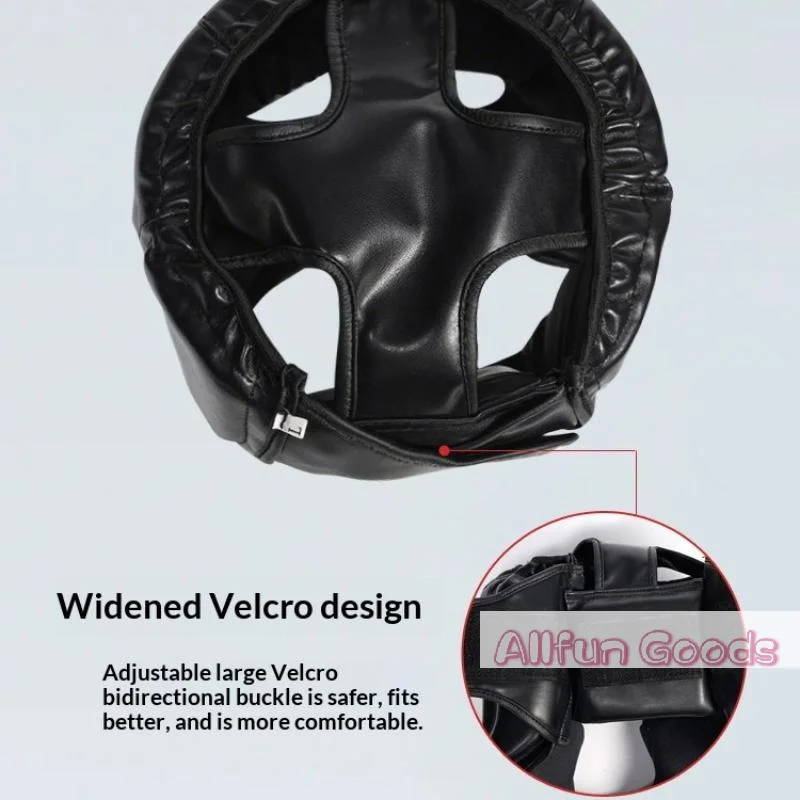 Boxing Helmet Leather Karate Muay Thai Sanda Training Adults Kids Head Guard Taekwondo Helmets Full-Covered Thickened Men Women view 5