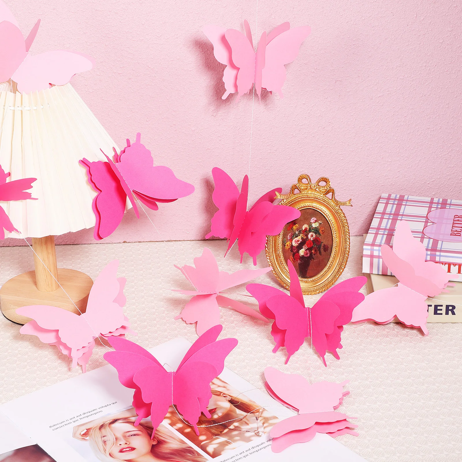 

4Pcs 3D Butterfly Streamers Romantic Decorations Graceful Swing for Home Party Wedding Anniversary Hanging Butterfly Decorations