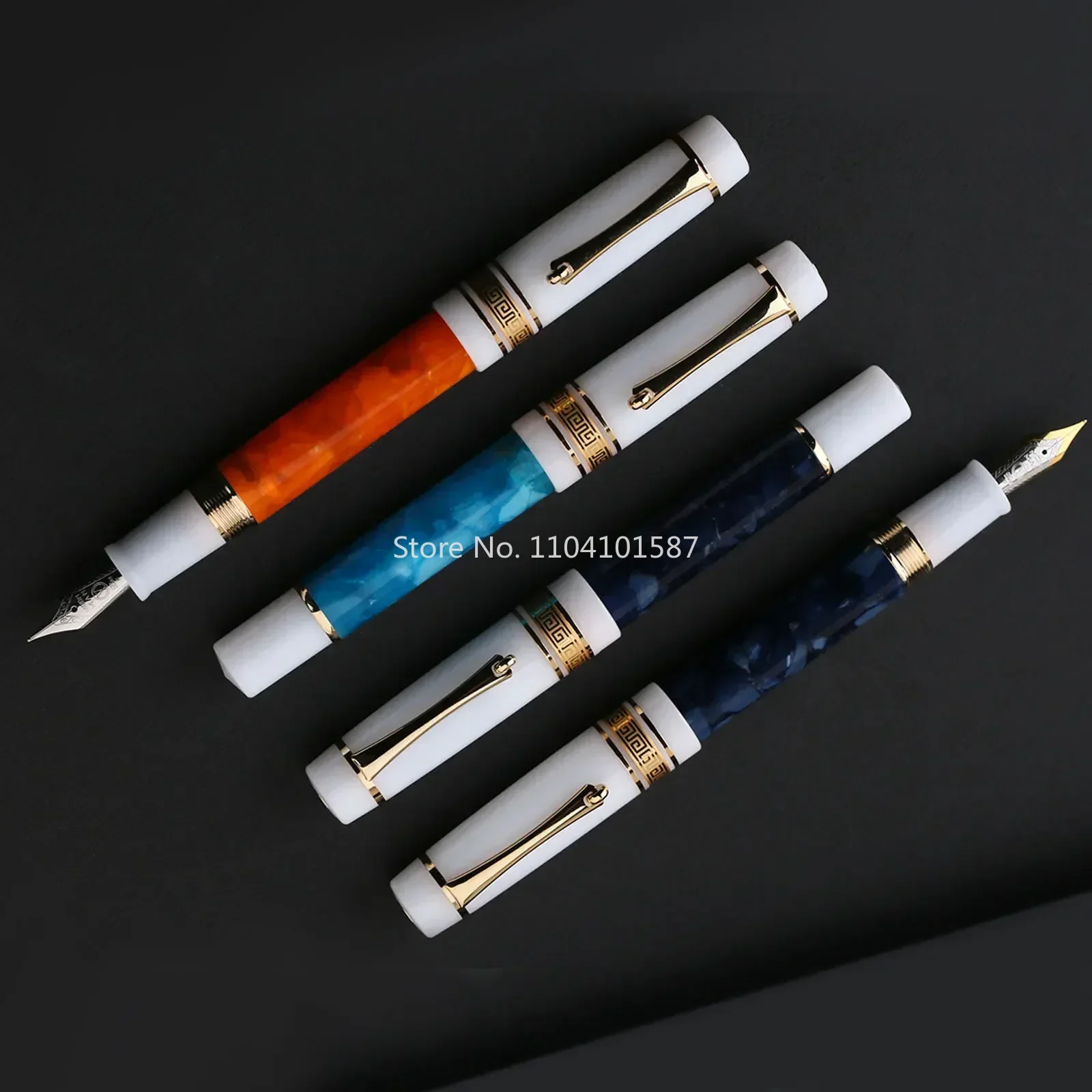 New MAJOHN M400 Resin Fountain Pen #6 sliver EF/F Nib with Converter Big size design Ink Pen Office school supplies gift pens