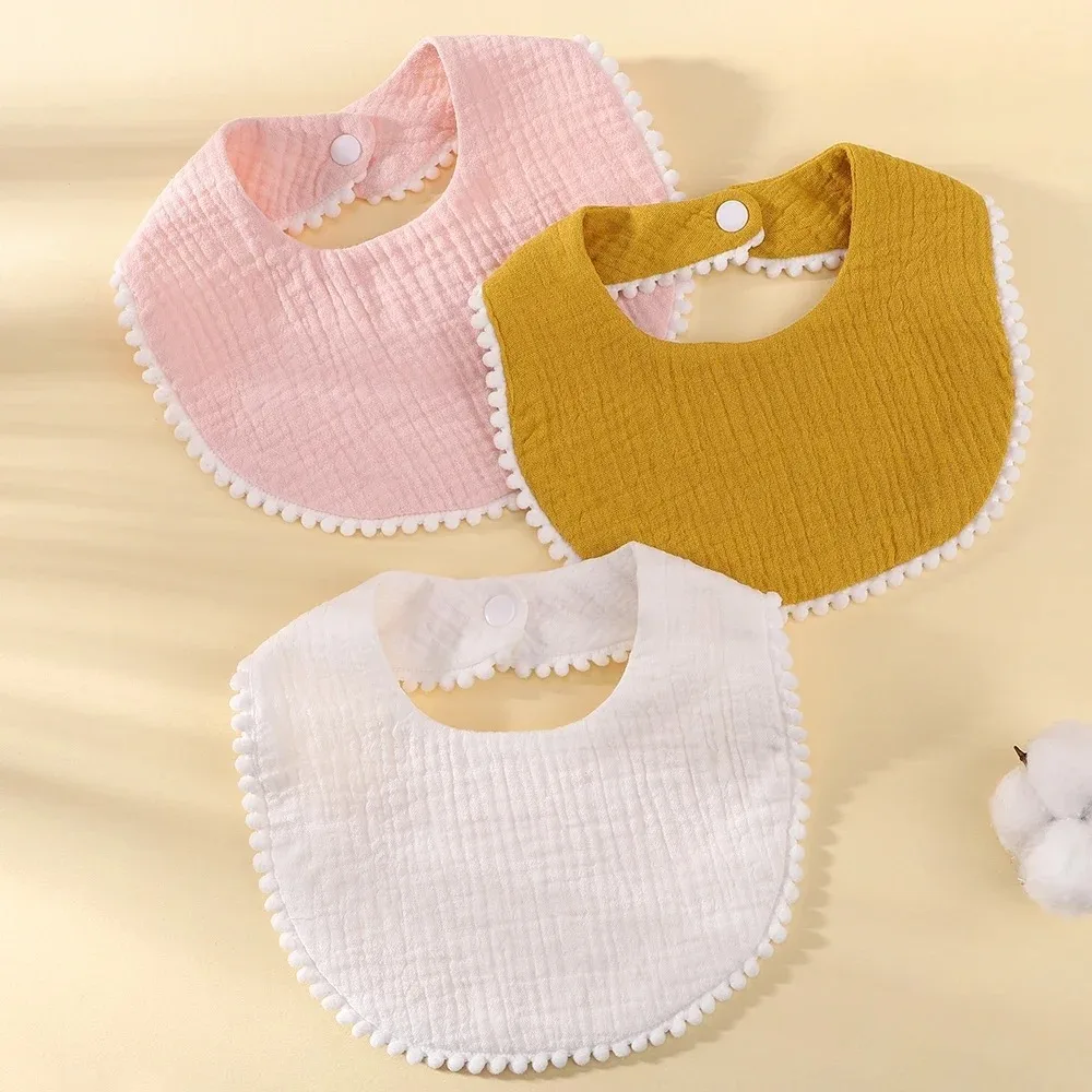 

Новые муслиновые детские нагрудники, мягкие двухслойные нагрудники для новорожденных, хлопковое полотенце с оборками для слюны для девочек и мальчиков