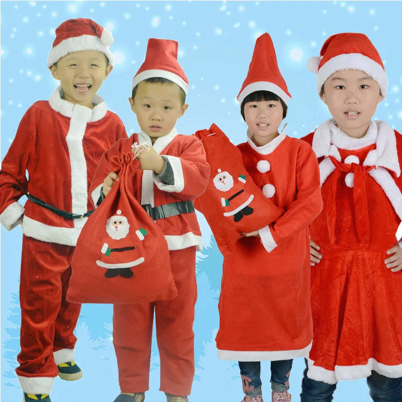 Kids Christmas Santa Claus Costume Full Set Korean Style Boys Girls Toddler Fancy Dress Holiday Party Cosplay Outfit