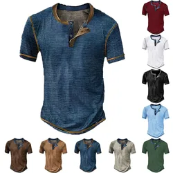 Men Punk Short Sleeve Shirt Vintage Button V-neck Oversized Poker Pattern Print Tops Tee Stylish Fitness Gym Tee Male Streetwear