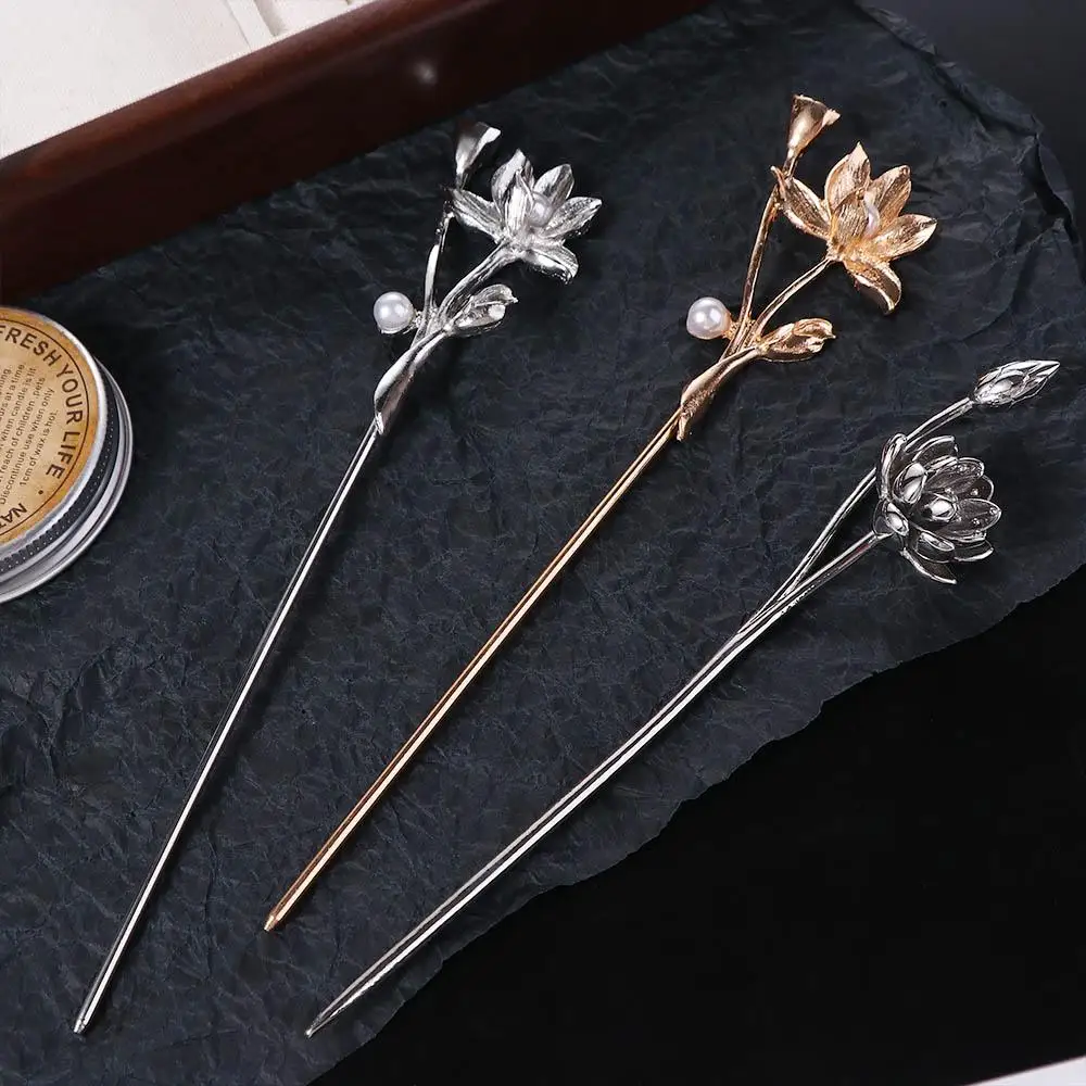 Design Tool Cheongsam Flower Ancient Headwear Hanfu Hair Sticks Ancient Style Hairpin Metal Hairpin Chinese Style Headwear