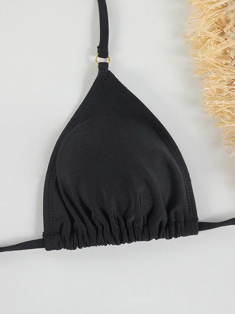 삼각 비키니 세트 섹시 수영복 2024 여성 붕대 비치웨어 브라질리언 수영복 여름 비키니