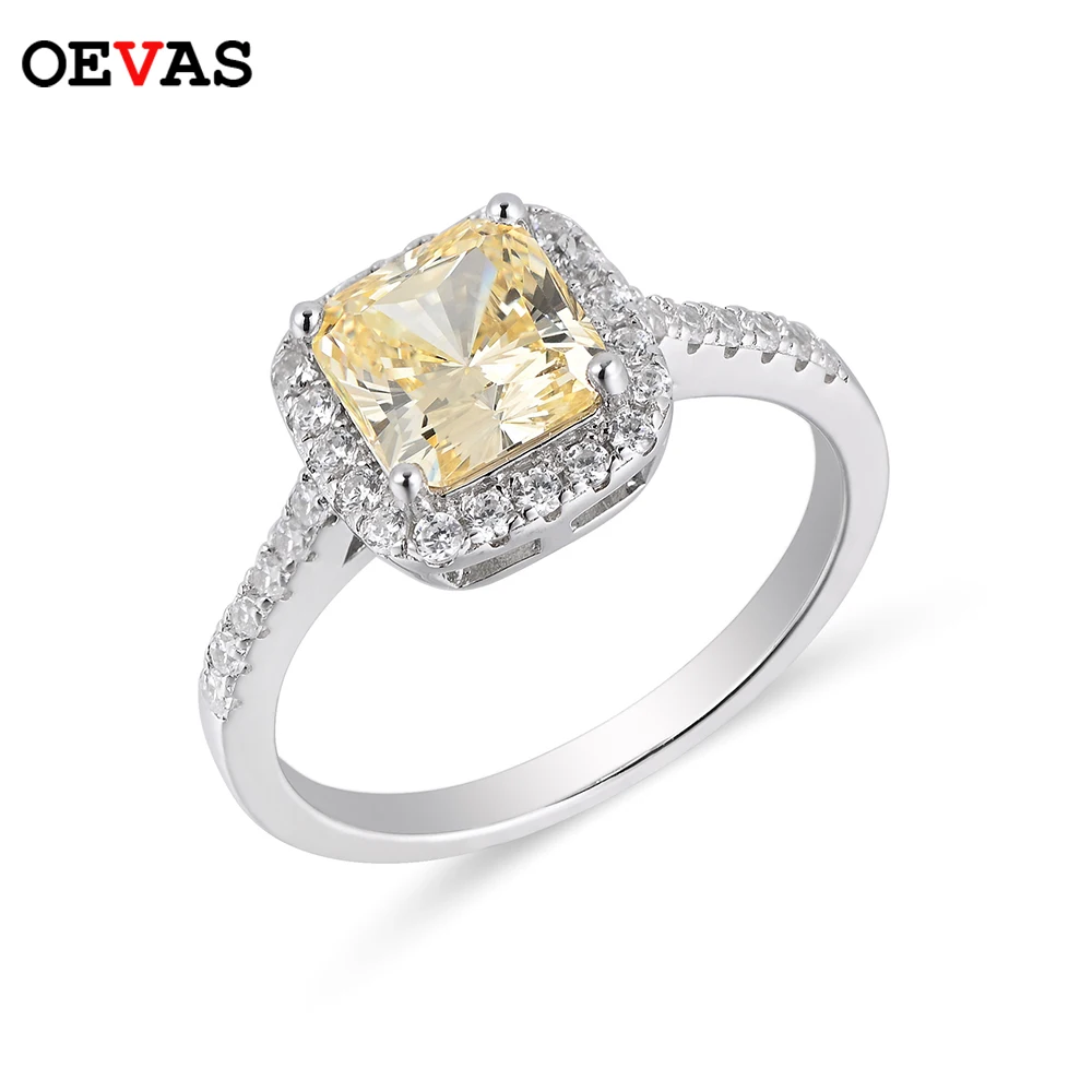 OEVAS 100% 925 Sterling Silver High Carbon Diamond Wedding Rings For Women Sparkling Engagement Party Created Moissanite Jewelry