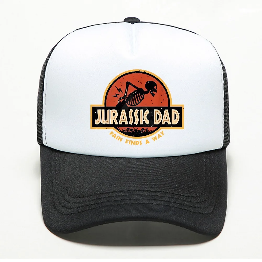 Jurassic Dad Pain Finds A Way Funny Sarcastic Skeleton baseball cap adult Adjustable mesh breathable visor Trucker Hat
