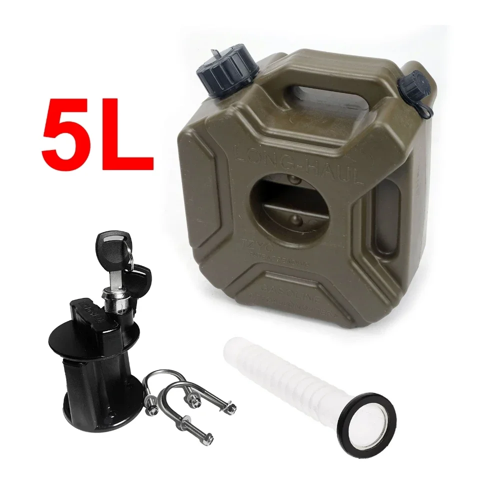 5L Fuel Tank Gas Cans Spare Petrol Tanks Mount Plastic Car Motorcycle Jerry Can Gasoline Oil Container with Fuel-jugs Lock