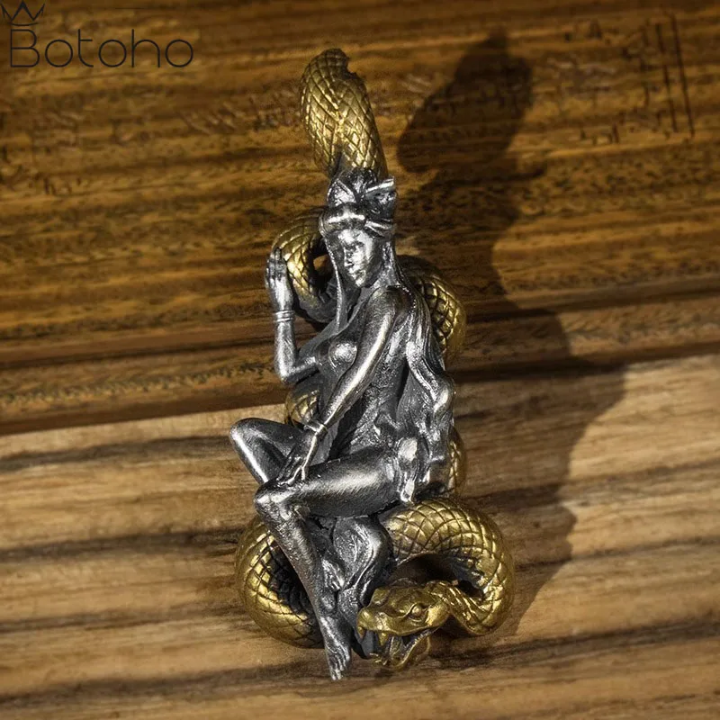 

New Real Solid S999 Sterling Silver Man Pendant Street hip-hop Belle and Snake Pendant Diy Handmade Lover Gift