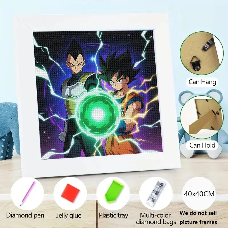 

5D DIY Набор алмазной живописи, Dragon Ball Z Goku Vegeta Anime Full Drill Diamond Art Craft, 40x40CM Home Decor Wall Art, Stress R