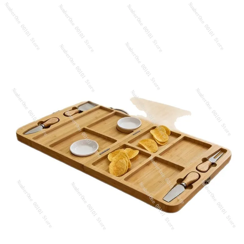 Elegant Foldable Cheese Board Serving Tray Portable Charcuterie Cutting Board for Fruit Bread Deli Snacks Butter Platter Wooden