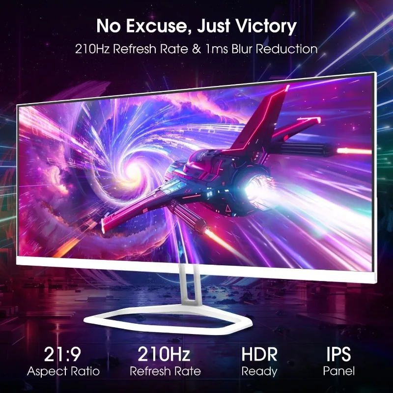 شاشة ألعاب IPS مقاس 30 بوصة 2560 × 1080 DisplayPort x2 x2 حتى 210 هرتز 1 مللي ثانية مكبرات صوت مدمجة واسعة للغاية/نحيفة، Tesla-W