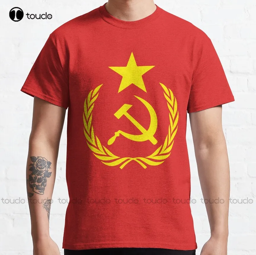 Communist Flag Russia Russian Soviet Commie Leninist Stalin Politics Socialist Classic T-Shirt Shirt Custom Aldult Teen Unisex