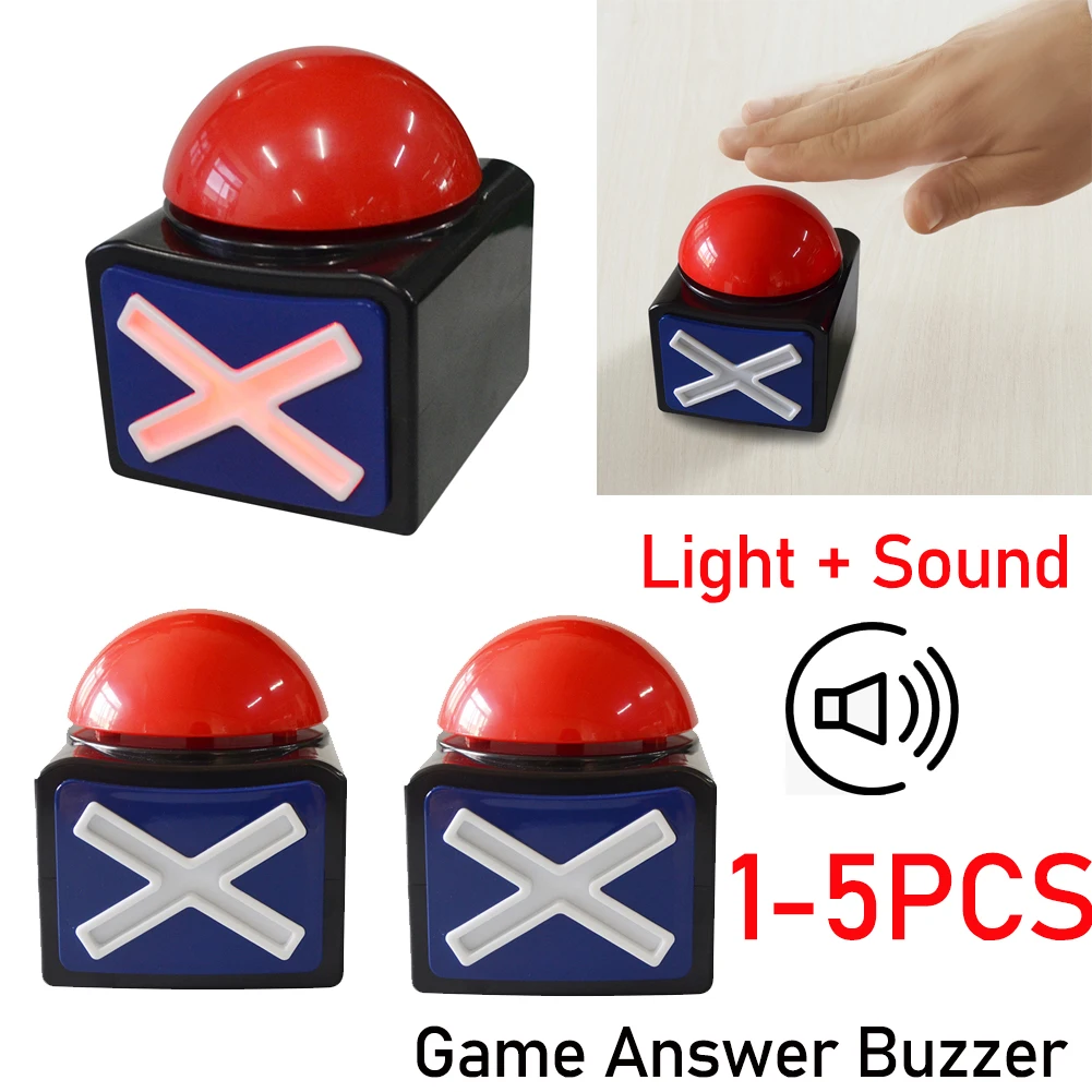 1-5pc Game Answer Buzzer with Sound Light Knowledge Competition Answer Alarm Button Family Party Interactive Game Squeeze Box