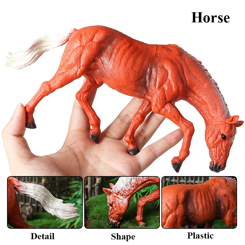 Oenux Zoo World Farm Animal Horse Cow Pig Sheep Goat Donkey Model Action Figures Lion Tiger PVC Educational Cute Kids Toy Gift