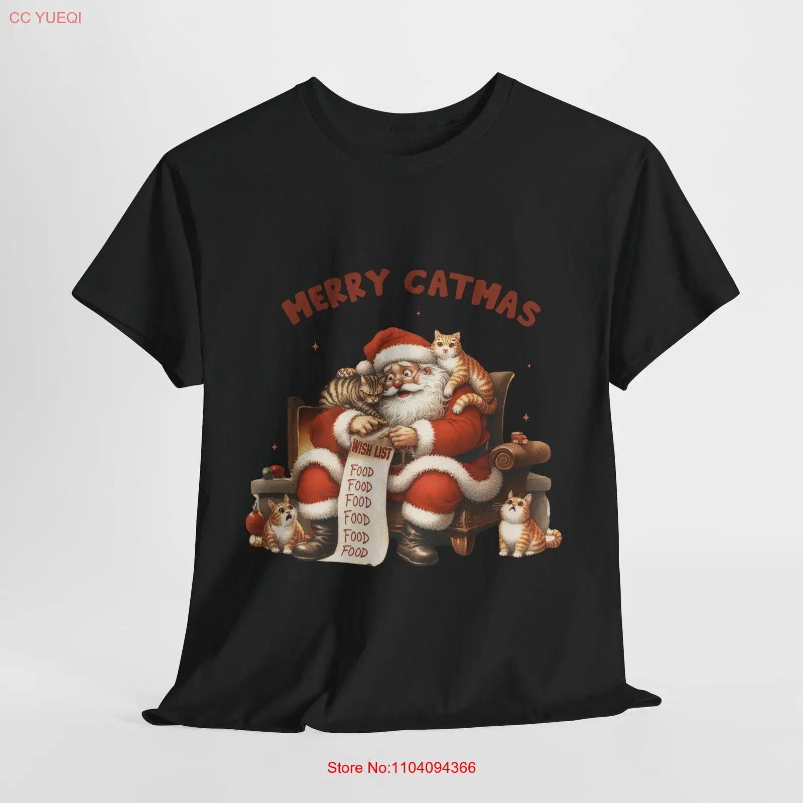

Футболка Merry Catmas, рождественская футболка, футболка для любителей кошек, плотная хлопковая футболка