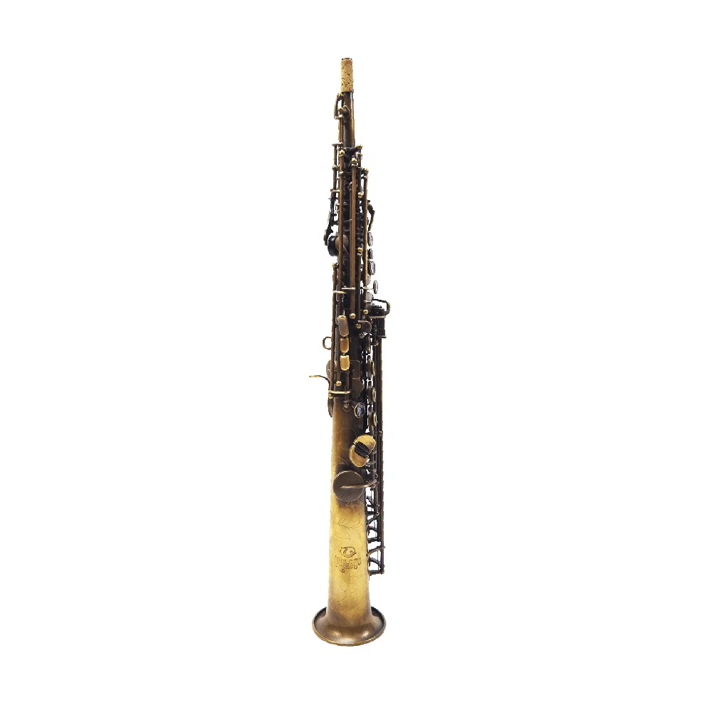 Professional Vintage Gold Copper Soprano Saxophone BB Tone Adjustable Foldable Lacquered Finish JYSS111VGGC