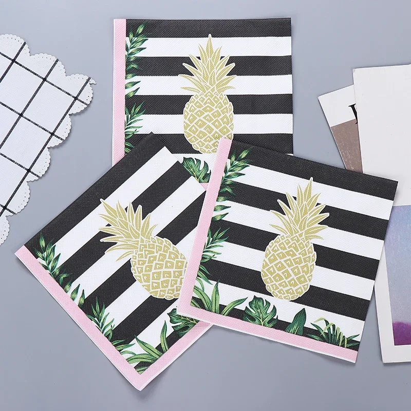 20 Stuks/Pac 33Cm Tropische Ananas Bedrukt Papieren Handdoek Kleurrijke Servetten Maagdelijk Hout Plup Handgemaakt Diy Papier Vlinder Bart Papier