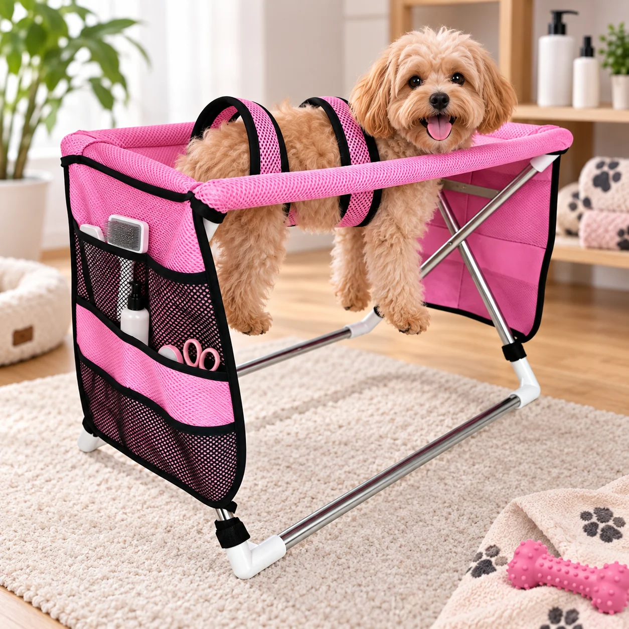 dog-grooming-table-pet-grooming-hammock-basic-upgraded-models-foldable-bathing-nail-trimming-stand-for-small-dogs-cats-home