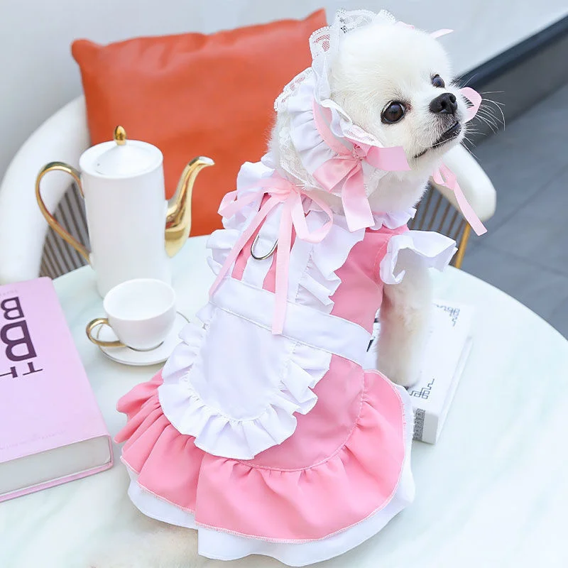 French Maid Pet cosplay Dog Clothing Cat Spring Summer Supplies Clothes Teddy Bo Mei Fa Dou Husky Costume Cloth