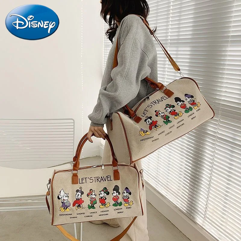 

Canvas Mickey Printed Travel Bag 2025 New Cartoon Large Capacity Business Travel Gym Bag Casual Down Bag Fashion Shoulder Bag