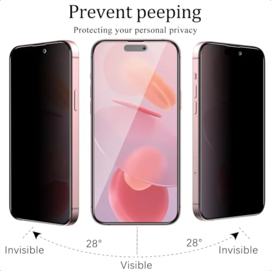 KAREEN 2 Pack Privacy Screen Protector for iPhone 16 Plus 6.7Inch Anti Spy Private Tempered Glass Film Easy to Install Anti Scr