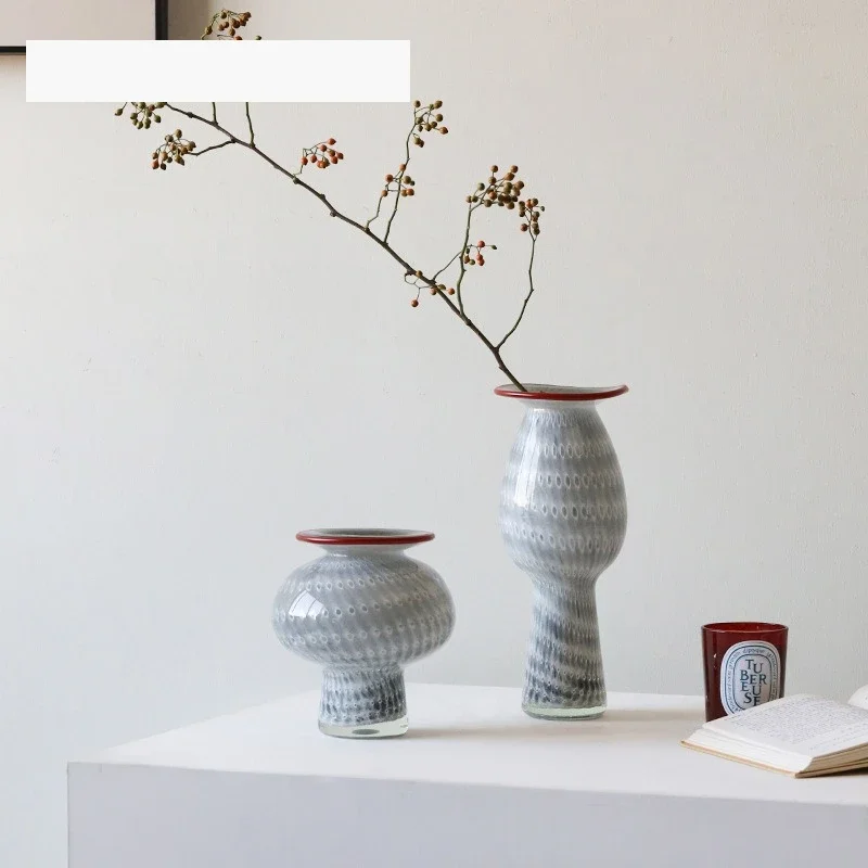 Creative gray torch vase glass living room decoration high-end niche home decoration