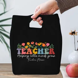 Reading Lover Canvas Insulation Bags Flower Book Print Teacher Insulated Lunch Bag Vintage Flowers Book Gift Thermal Lunch Bags