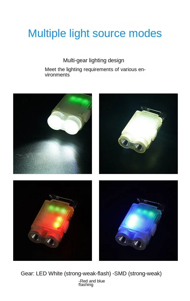 1-5PCS Mini Fluorescent keychain Work Light Magnetic Suction Multifunctional Flashlight Outdoor Portable Emergency maintenance