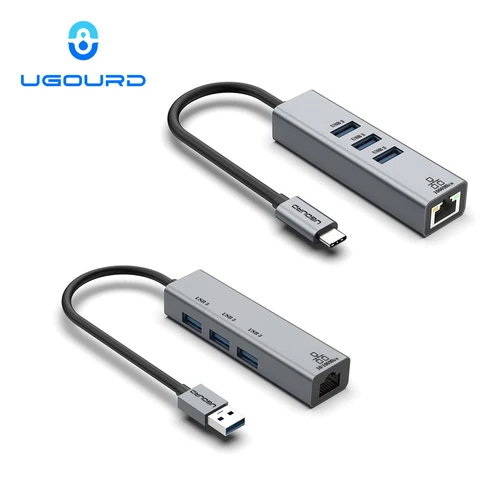 Imagen 1 del producto Estación de acoplamiento USB C HUB tipo C a RJ45 adaptador Ethernet de 1000Mbps USB3.0 HUB tarjeta de red Gigabit extensión de base de carga de 100W