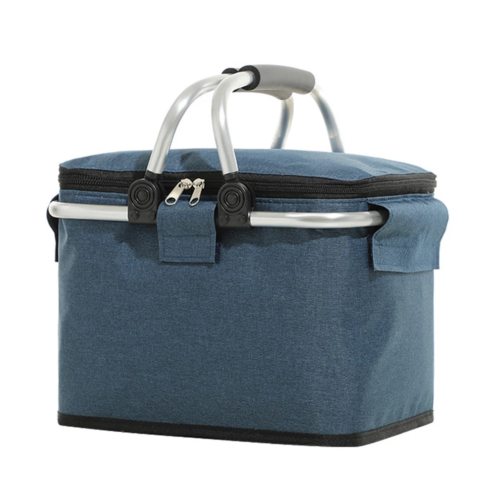 Foldable Insulated Picnic Basket Oxford Cloth Cooler Bag for Camping and Outdoor Adventures Lightweight Lunch Bag