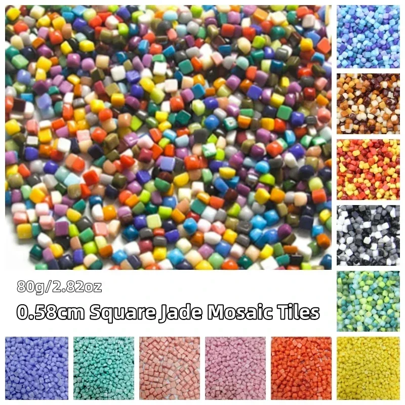 80g/2.82oz(Approx. 240pcs) Jade Mosaic Tiles 0.58cm Square DIY Arts Craft Materials Mixed Color Mosaic Stones Wholesale Bulk