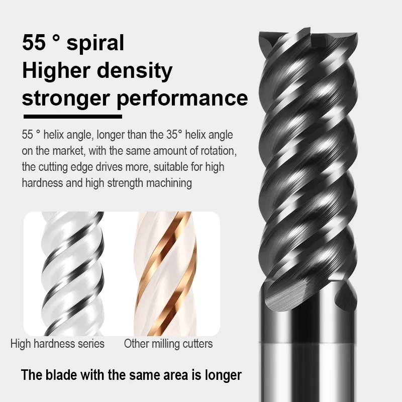 HRC72 4 Flutes Carbide End Mill 167810 12mm 18 20mm Shank Metal Steel Tungsten Milling Cutter CNC Finishing Machining Router Bit