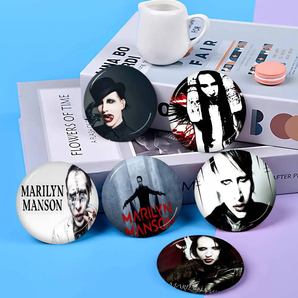 Classic Rock Band M-Marilyn M-Manson Anime Photo Brooches Creative Round Badge Gifts Pins 32/44/58mm