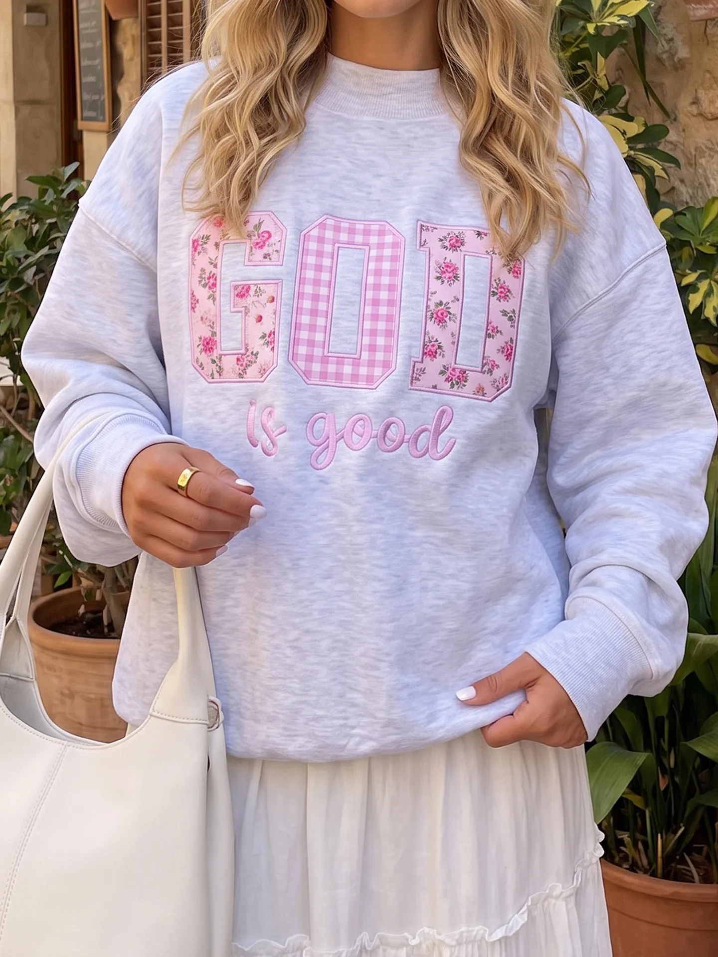 Casual Loose Long Sleeve round Neck Hoodie Women's Autumn Winter New Style Comfortable Polyester Cotton Blend Printed Sweatshirt
