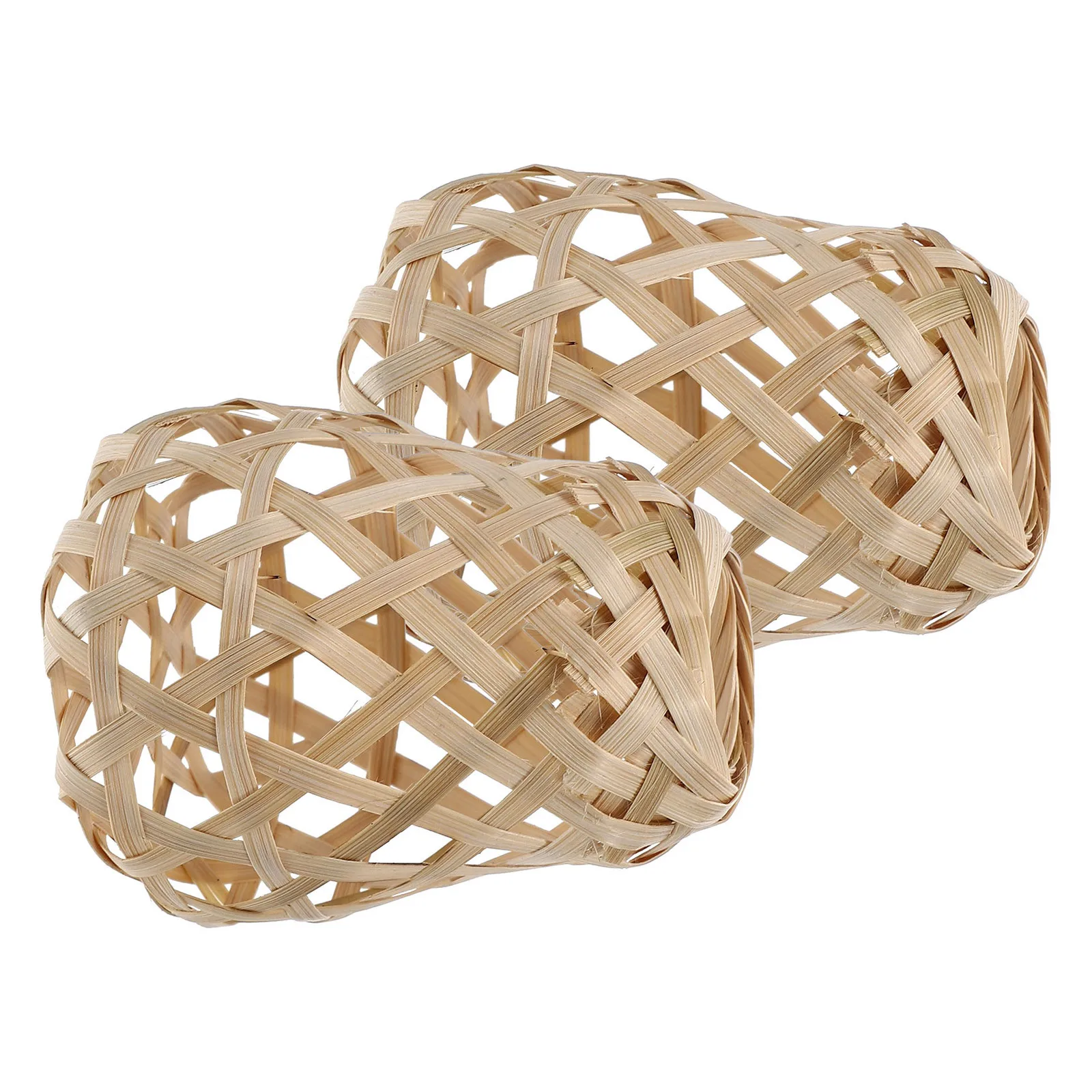 2pcs Bamboo Woven Lamp Shade Unique Small Light Cover Replacement For Home Decoration Indoor Lighting Accessory Living