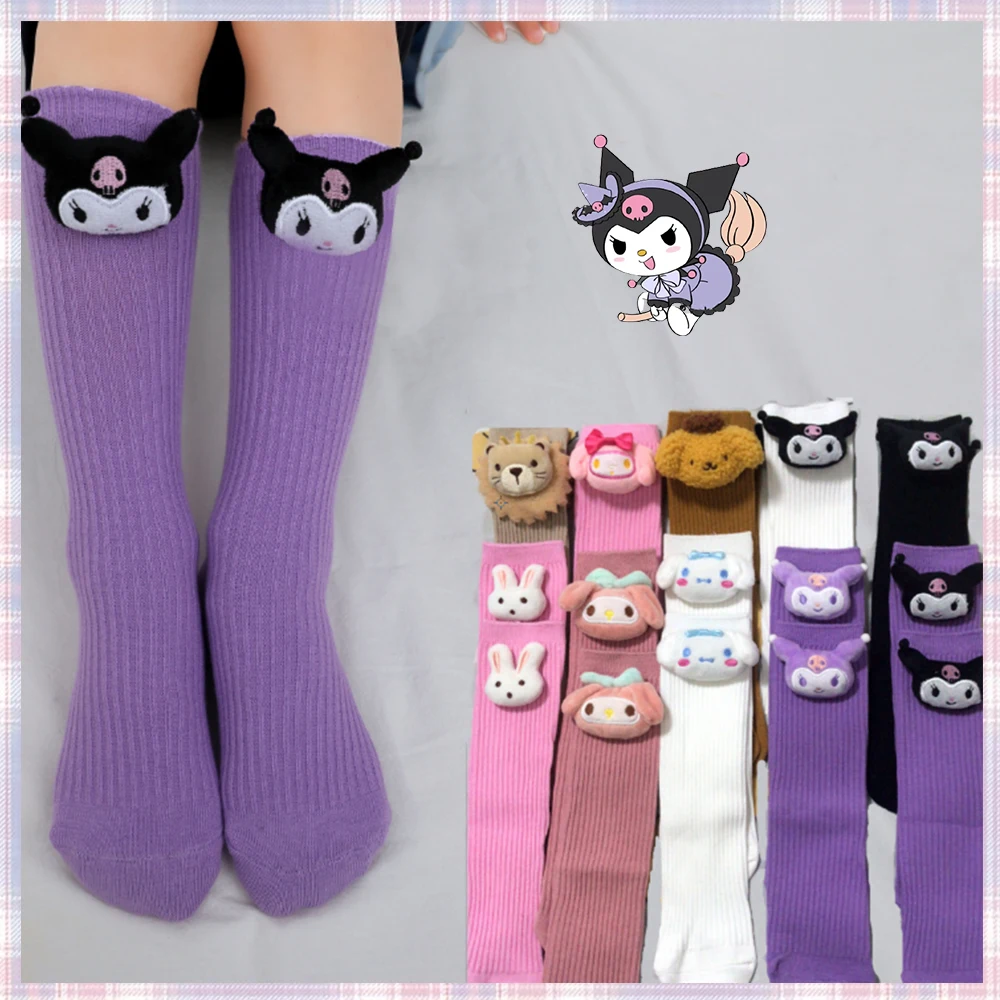 

Kuromi Anime Sanrio My Melody Cinnamoroll Socks for Children's Girls Cartoon Kawaii Korean Style Mid-Tube Trendy Student Socks