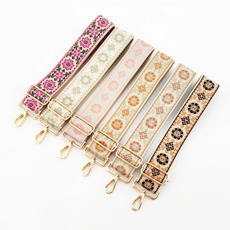 Colorful Flower Women Bag Strap 1Pcs 130cm 5cm Wide Handbag Belts For Bag Accessory Replacement Adjustable Shoulder Bag Strap